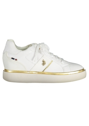 U.s. Polo Assn. Chic White Lace-Up Sneakers with Logo Detail - EU35/US5