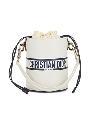FWRD Renew Dior Leather Vibe Bucket Bag in White.