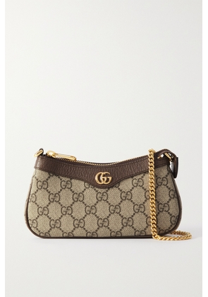 Gucci - Ophidia Mini Textured Leather-trimmed Printed Coated-canvas Shoulder Bag - Brown - One size
