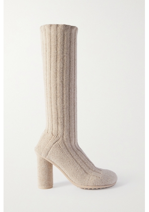 Bottega Veneta - Atomic Ribbed-knit Knee-boots - Neutrals - EU 35,EU 36,EU 37,EU 38,EU 39,EU 40