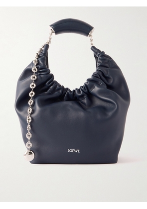 Loewe - Squeeze Small Chain-embellished Gathered Leather Tote - Blue - One size