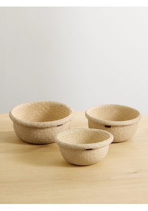 Hunting Season - Set Of Three Woven Iraca Bowls - Neutrals - One size