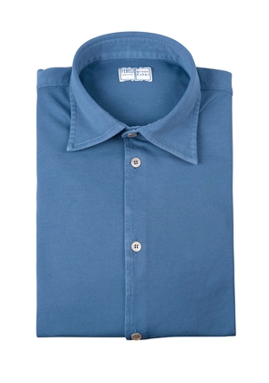Fedeli Teorema Shirt In Cerulean Blue Cotton Piqué