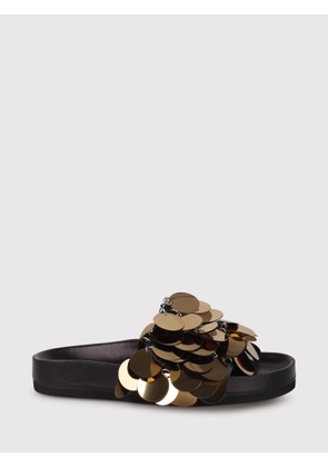 Paco Rabanne Rabanne Gold Sequined Leather Slip-On Sandals