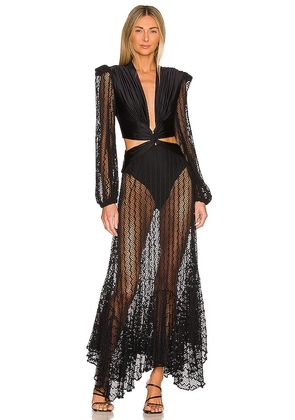 PatBO Plunge Netted Beach Dress in Black. Size S.