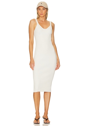 RE ONA Midi Knit Dress in White. Size M.