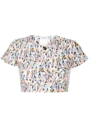 CHANEL Pre-Owned 1995 shoe-print cropped T-shirt - Multicolour