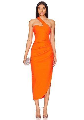 MISHA Delancey Midi Dress in Orange. Size L, S, XL, XS.