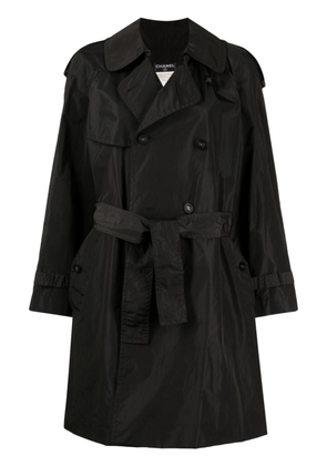 CHANEL Pre-Owned 1980s CC-buttons double-breasted trench coat - Black