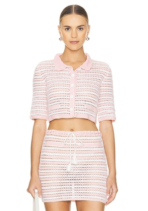 My Beachy Side x REVOLVE Crochet Cropped Cardigan in Pink. Size M, S.
