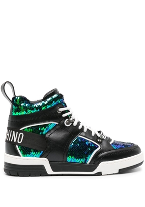Moschino sequin-embellished high-top sneakers - Black