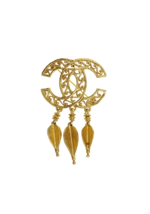 CHANEL Pre-Owned 1995 CC drop-design brooch - Gold