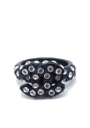 CHANEL Pre-Owned 2002 CC rhinestone-embellished ring - Black