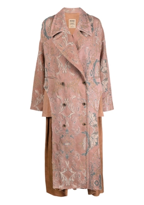 Uma Wang jacquard layered double-breasted coat - Pink