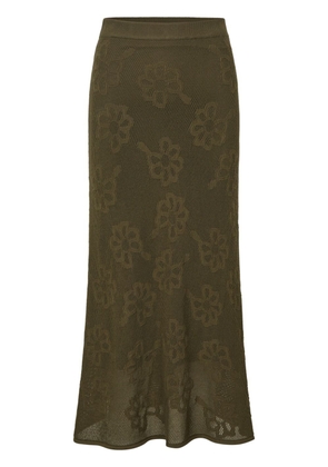 Cecilie Bahnsen embroidered floral knit skirt - Green