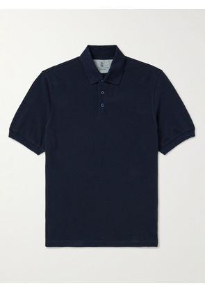 Brunello Cucinelli - Cotton-Piqué Polo Shirt - Men - Blue - XS