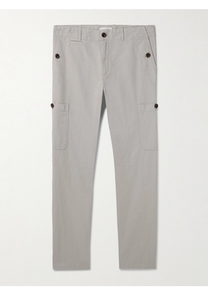 Mr P. - Samuel Straight-Leg Garment-Dyed Cotton-Twill Cargo Trousers - Men - Gray - 28