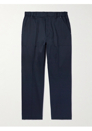 Moncler - Tapered Cotton-Blend Gabardine Trousers - Men - Blue - IT 46