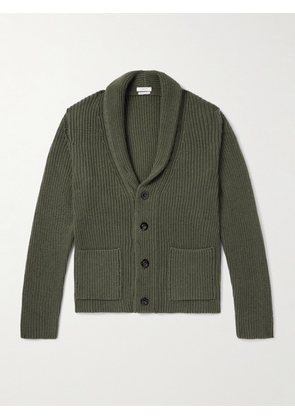 Boglioli - Shawl-Collar Ribbed Wool and Cashmere-Blend Cardigan - Men - Green - S