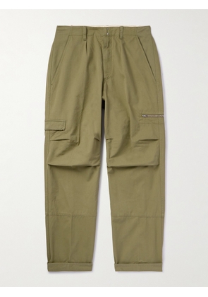 TOM FORD - Straight-Leg Pleated Cotton-Twill Cargo Trousers - Men - Green - UK/US 30