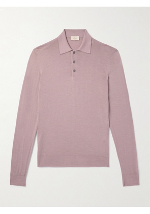 Altea - Slim-Fit Garment-Dyed Wool Polo Shirt - Men - Pink - S