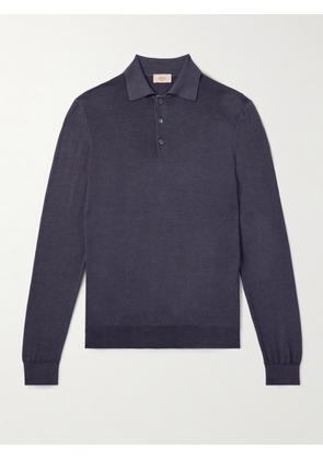 Altea - Slim-Fit Garment-Dyed Wool Polo Shirt - Men - Blue - S