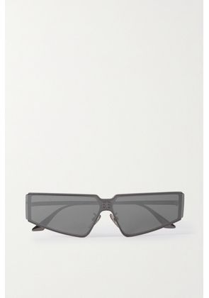 Balenciaga Eyewear - Bb Shield D-frame Silver-tone Metal Sunglasses - One size