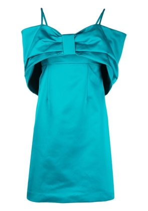 P.A.R.O.S.H. oversized bow-detail cold-shoulder dress - Blue