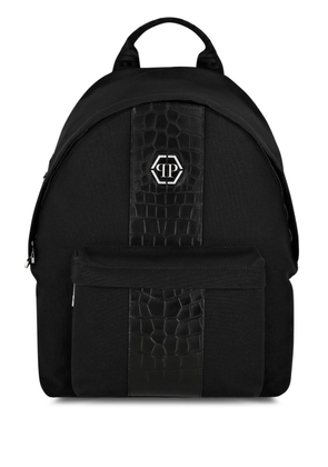 Philipp Plein logo-plaque zip-up backpack - Black