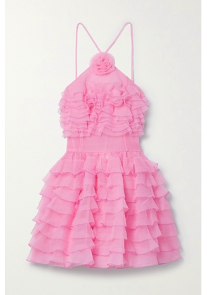 STAUD - Florian Appliquéd Ruffled Organza Mini Dress - Pink - US0,US2,US4,US6,US8,US10,US12,US16