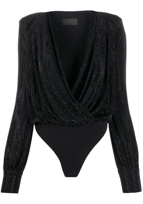 Philipp Plein crystal-embellished wrap bodysuit - Black
