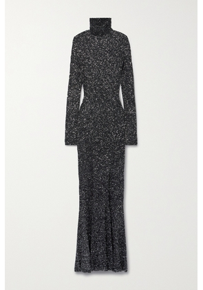 Balenciaga - Sequined Stretch-knit Turtleneck Maxi Dress - Black - XS,S,M,L