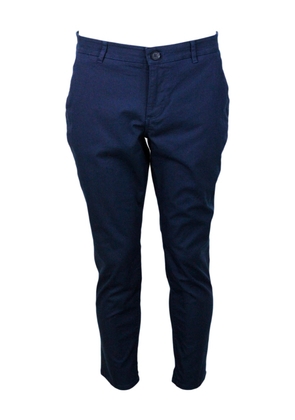 Armani Collezioni Stretch Cotton Trousers With Welt Pockets And Zip And Button Closure