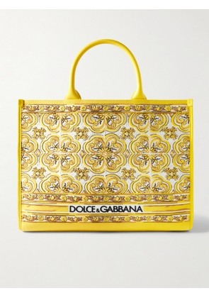Dolce & Gabbana - Dg Daily Large Leather-trimmed Canvas-jacquard Tote - Yellow - One size