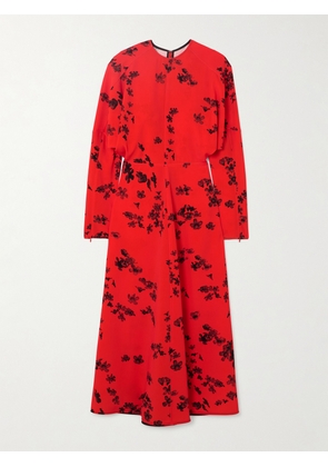 Victoria Beckham - Floral-print Crepe Midi Dress - Red - UK 6,UK 8,UK 10,UK 12,UK 14,UK 16,UK 18