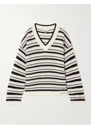 GANNI - Striped Pointelle-knit Organic Cotton Sweater - Multi - XXS/XS,S/M,L/XL