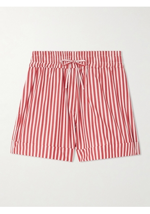 GANNI - Striped Organic Cotton-poplin Shorts - Red - EU 32,EU 34,EU 36,EU 38,EU 40,EU 42,EU 44