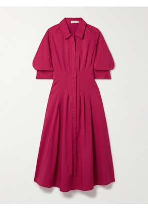 SIMKHAI - Jazz Pleated Cotton-blend Poplin Midi Shirt Dress - Red - x small,small,medium,large,x large