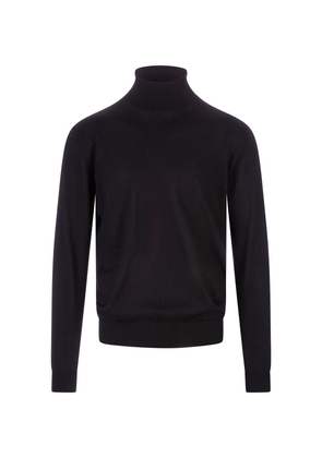 Fedeli Black Cashmere And Silk Turtleneck Pullover