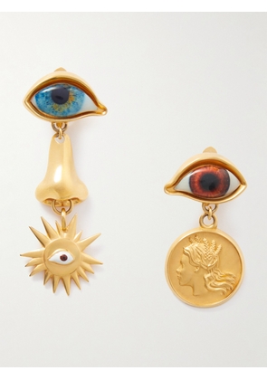 SCHIAPARELLI - Charm Gold-tone And Resin Earrings - One size