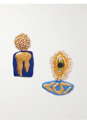SCHIAPARELLI - Anatomy Embellished Gold-tone Earrings - One size