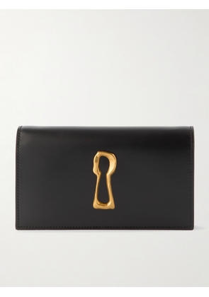 SCHIAPARELLI - Keyhole Embellished Leather Clutch - Black - One size