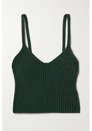 THE RANGE - Cropped Ribbed Cotton-blend Tank - Green - x small,small,medium,large
