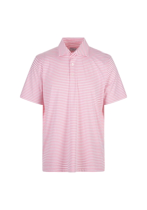 Fedeli Pink And White Striped Tecno Jersey Polo Shirt