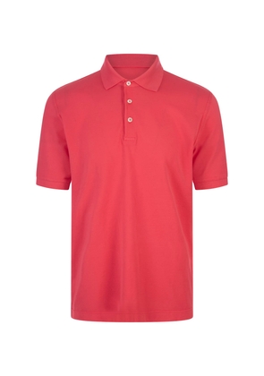 Fedeli Red Cotton Pique Polo Shirt