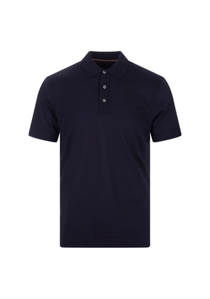 Hugo Boss Dark Blue Silk And Cotton Polo Shirt