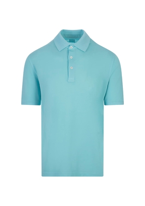 Fedeli Turquoise Light Cotton Piquet Polo Shirt