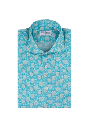 Fedeli Sean Shirt In Turquoise/green Floral Panamino