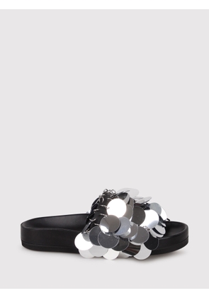 Paco Rabanne Rabanne Silver Sequined Leather Slip-On Sandals