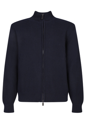 Canali Full Zip Wool Sweater Blue